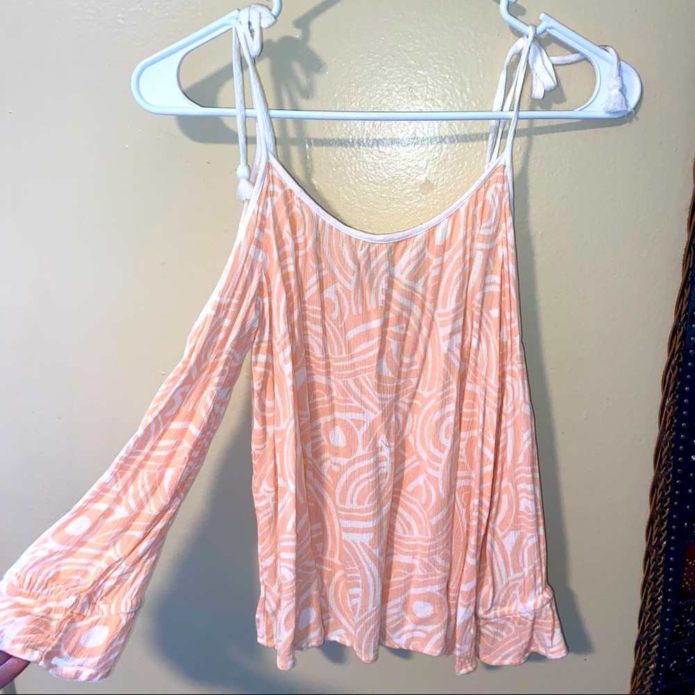 Very cute peach colored off the shoulder top